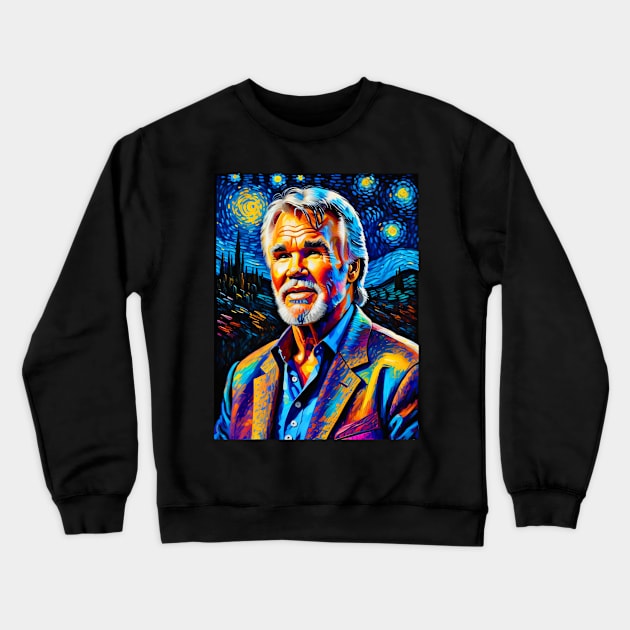 Kenny Rogers in starry night Crewneck Sweatshirt by FUN GOGH